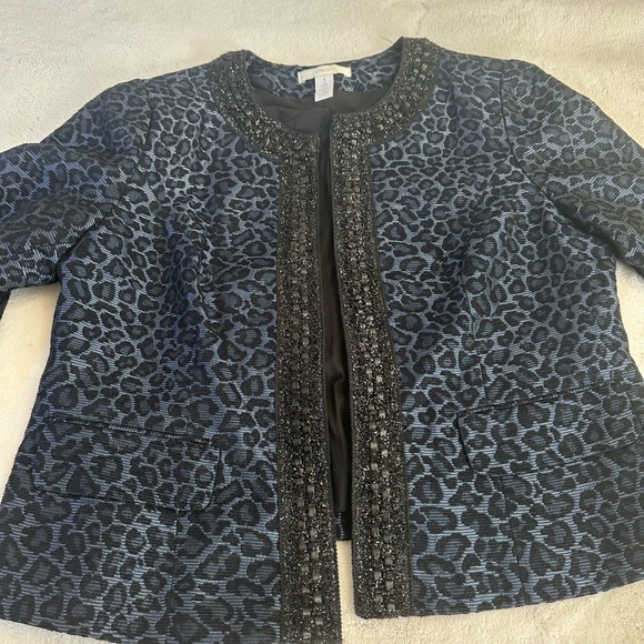 Chico’s Blue Leopard Evening Jacket Size 1 - Picture 4 of 4